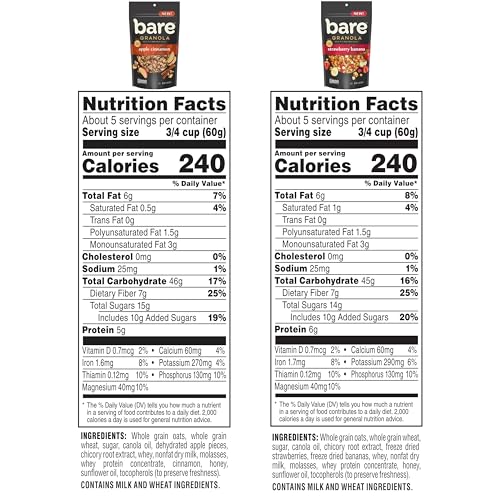 Bare Granola Cereal Variety Pack, 11 oz Bags (Pack of 3)