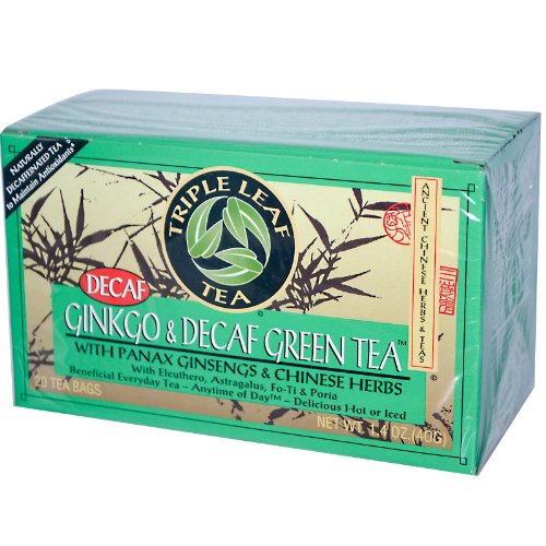 Triple Leaf Tea Green Tea No Caffeine with Ginkgo & Chinese Herbs - 20 Bags - Model 00016-3