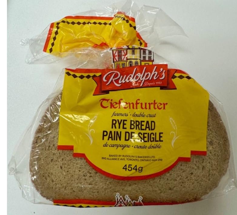 RudolphS Tiefenferter FarmerS Double Crust Sliced Rye Bread - Authentic German-Style Dark Rye - Traditional Double Crust Recipe - Pre-Sliced Convenience - 16 Oz