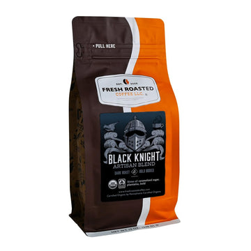 Fresh Roasted Coffee, Organic Black Knight, 12 Oz, Dark Roast, Fair Trade Kosher, Whole Bean