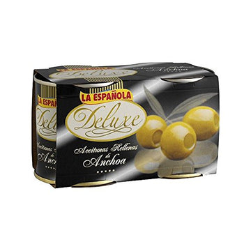 La Espanola Deluxe Olives Stuffed with Anchovy - Aceitunas Rellenas de Anchoa 2 pack of 200g each