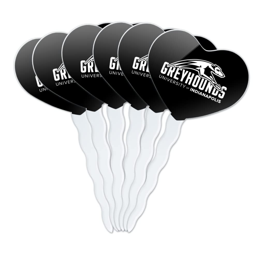 GRAPHICS & MORE Cupcake Picks Set of 6 - Acrylic Heart Decoration - University of Indianapolis