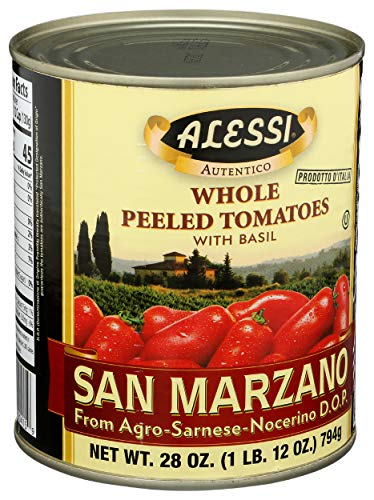 Alessi Dop Whole Peeled San Marzano Tomatoes With Basil, 1.75 Pound (Pack Of 12)
