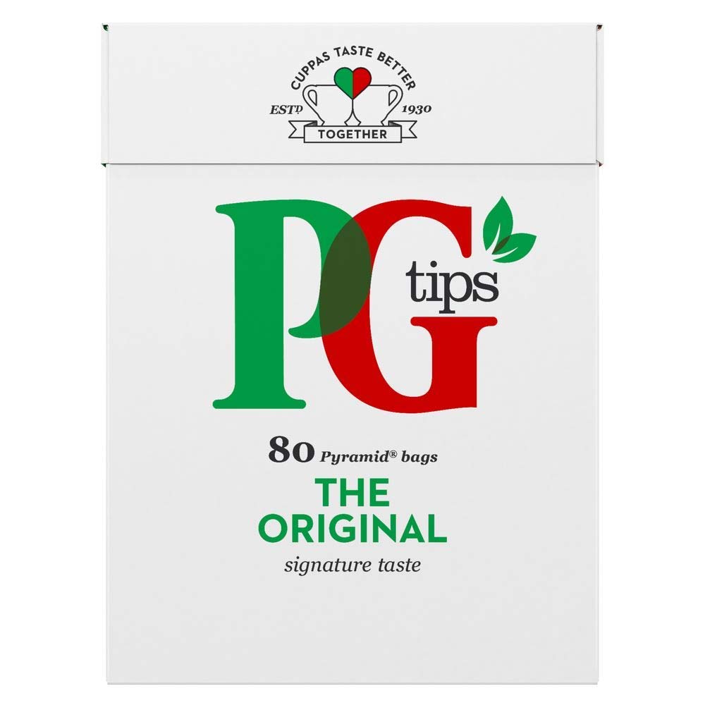 Pg Tips Original Tea Bags 80 Count Box (Non-Pyramid)