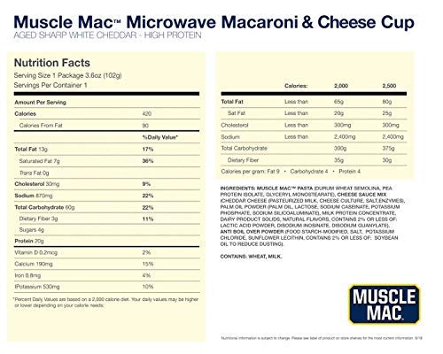 Muscle Mac High Protein Macaroni & Cheese Microwave Cup, 6 Cups