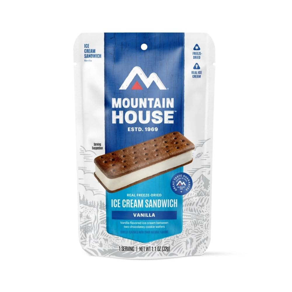 Mountain House Vanilla Ice Cream Sandwich | Freeze Dried Backpacking & Camping Food | 12-Pack