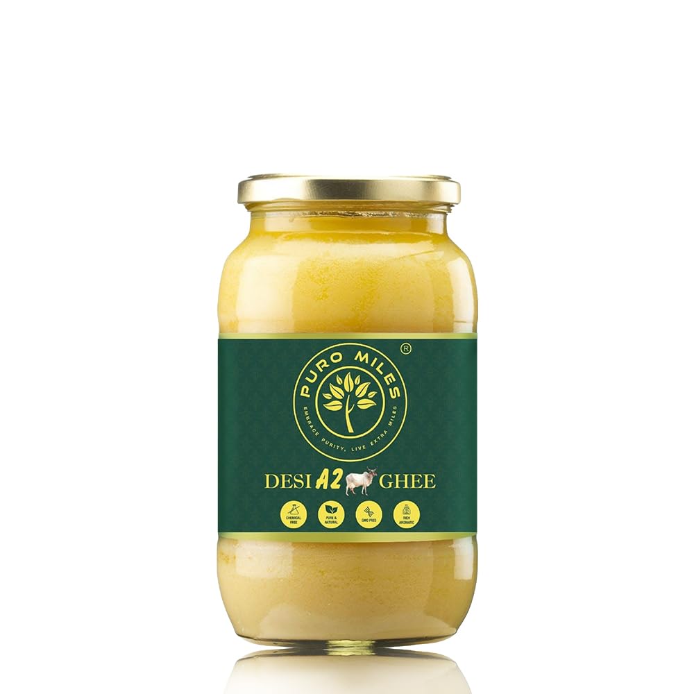 Puro Miles A2 Ghee | Pure Fresh Premium Ghee From Desi Kankrej Cow | Organic Natural Traditional | Non-Gmo | Forest Herbs Fed & 