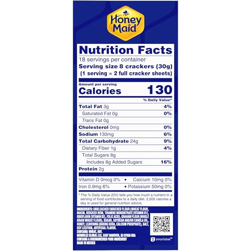 HONEY MAID Graham Crackers, Lunch Snacks, Family Size, 19.2 oz