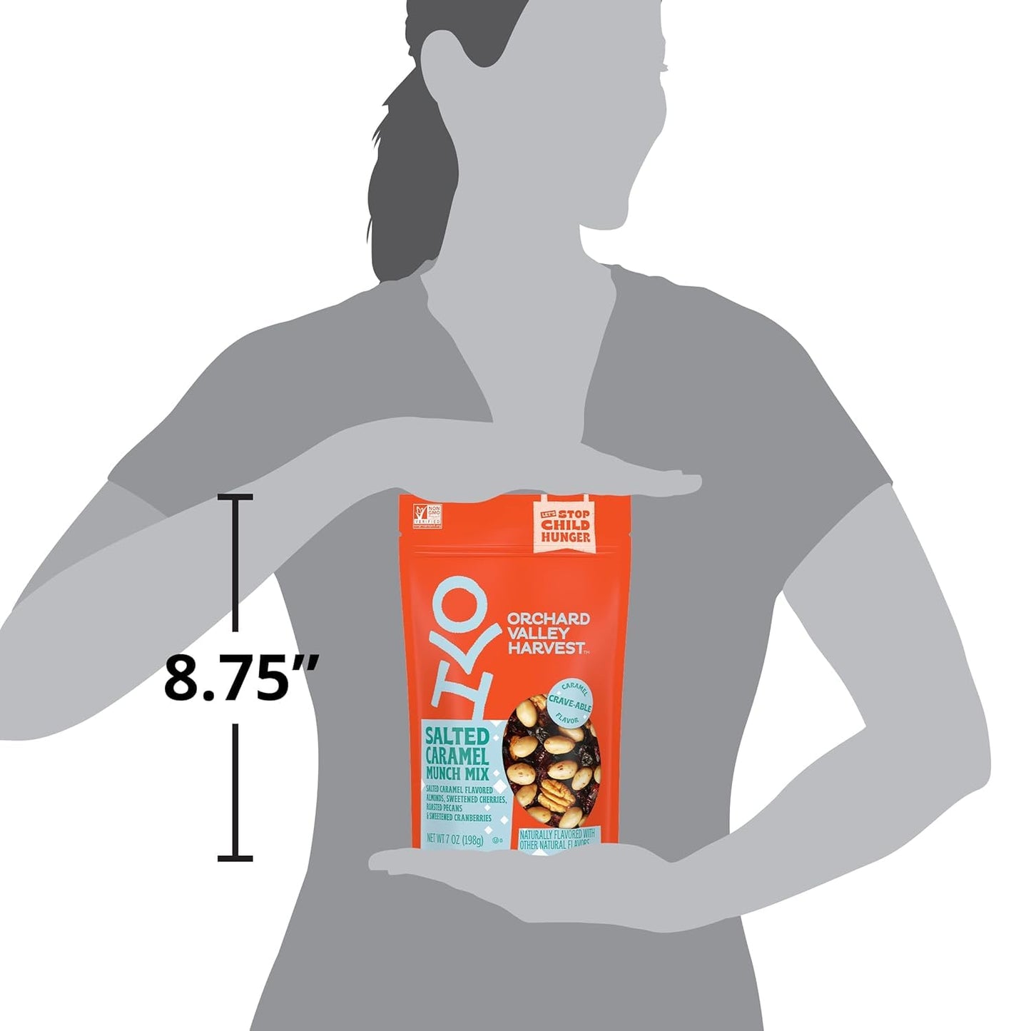 Orchard Valley Harvest Salted Caramel Munch Mix, 7 Oz Resealable Bag, Salted Caramel Flavored Almonds, Sweetened Cherries & Cran