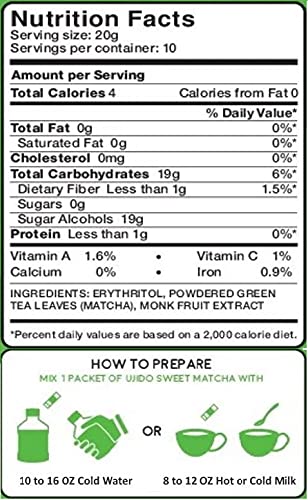 Ujido Japanese Monk Fruit Sweet Matcha (7.05 Ounce (200G))