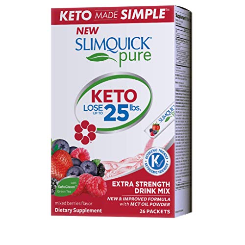Slimquick Pure Extra Strength Mixed Berry Drink Mix, Powerful Dietary Supplement- 26 Count-Lose 3X The Weight (Packaging May Var