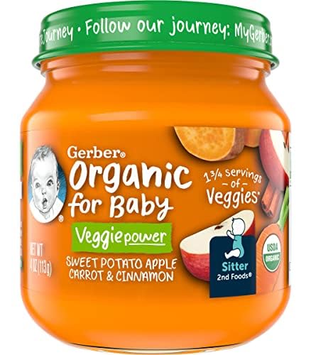 Gerber Organic Sweet Potato Apple Carrot With Cinnamon Baby Food, 4 Oz Jar