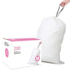 Simplelisa Code M (200 Count) 12 Gallon Heavy Duty Drawstring Plastic Trash Bags Compatible With Code M  1.2 Mil  White Garbage 