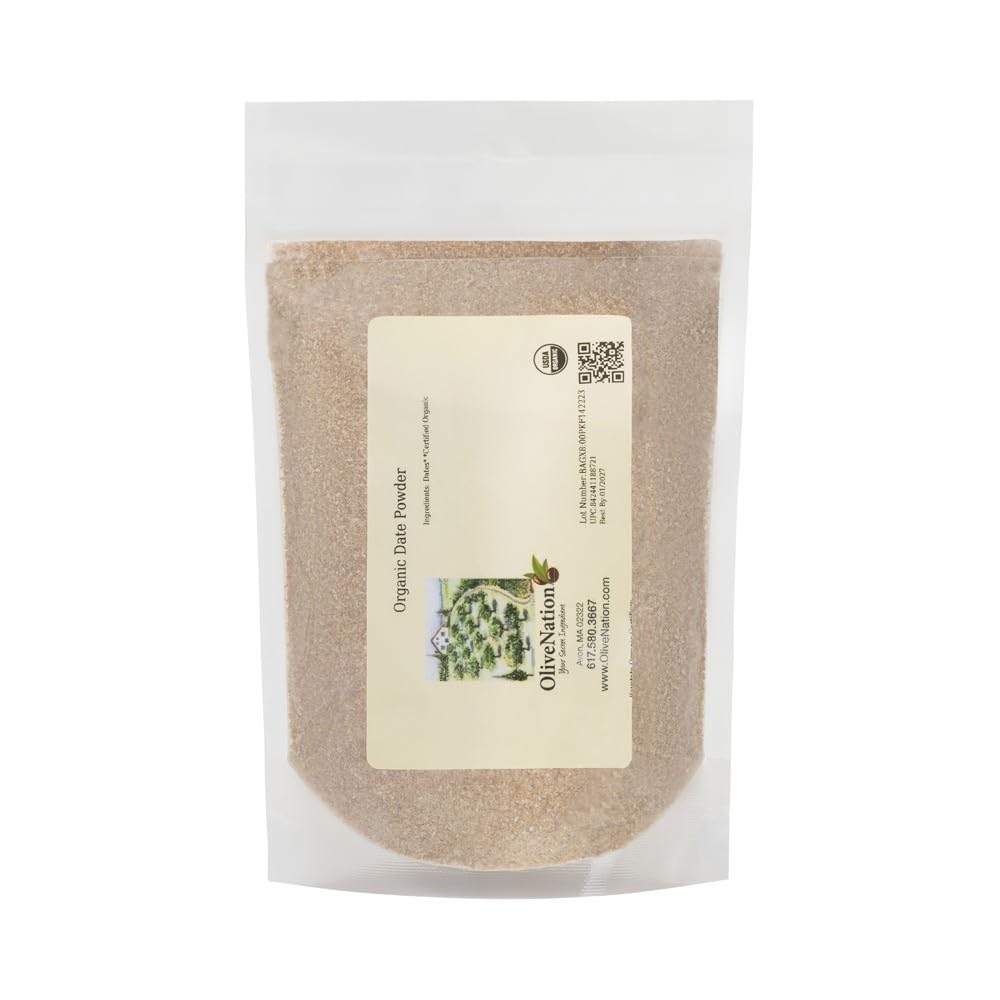OLIVENATION Organic Powdered Date Sugar, 32oz Baking Sweetener, Natural Alternative