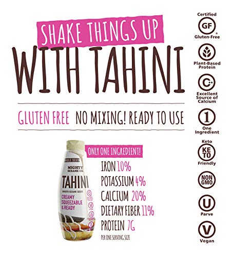 MIGHTY SESAME Tahini Paste, Whole Seed, Gluten Free, Vegan, 10.9oz (Pack of 2)