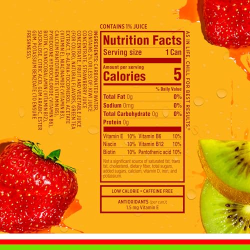 Sparkling Ice Kiwi Strawberry Sparkling Water, with Antioxidants and Vitamins, Zero Sugar, 7.5 fl oz Mini Cans (Pack Of 10)