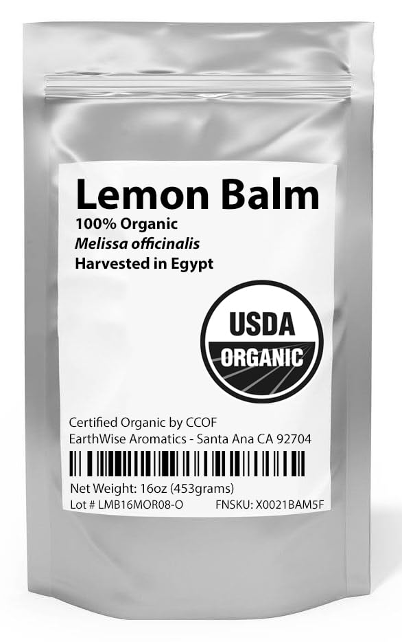 Earthwise Aromatics Organic Lemon Balm - 1 Lb (16Oz) - Herbal Tea - 100% Certified Organic