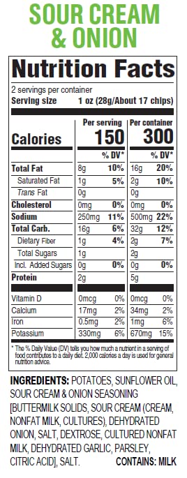Hal'S New York Kettle Cooked Gluten Free Sour Cream & Onion Flavored Potato Chip Crisps, 2 Oz (Pack Of 6)