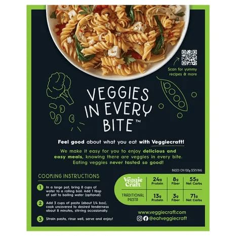 Veggiecraft Farms Rotini Pasta - High Protein, Vegan, Gluten Free - 35.2 oz (Pack of 1)