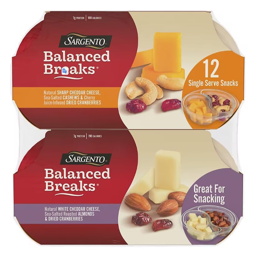 Sargento Balanced Breaks Cheese and ers Variety Pack - 6 pck - White Cheddar Cheese with Almonds  Cranberries - 6 pck - Sharp Cheddar Cheese with Cashews and Cranberries
