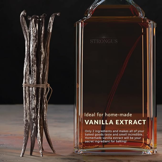 Madagascar Vanilla Beans - Vacuum Sealed Grade A Vanilla Pods - Rich, Creamy Flavor & Aroma -Great For For Baking, Homemade Extr