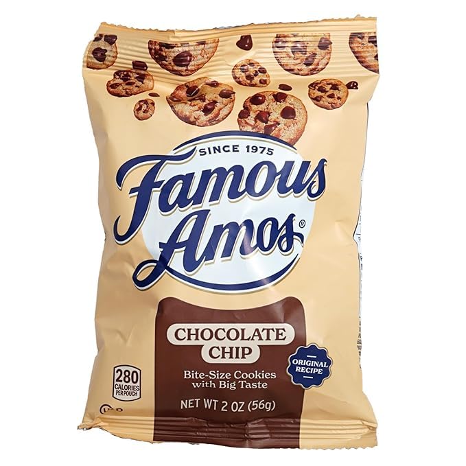 Classic Bite-Size Famousamos Chocolate Chip Cookies, 2 Oz Individual Bags | (42 - Count Chocolate Chip Cookies)