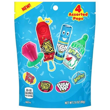 Candy Variety Pack - 4 Count Assorted Lollipops - Ring Pop, Push Pop, Baby Bottle Pop & Juicy Drop - Ideal For Birthdays, Party