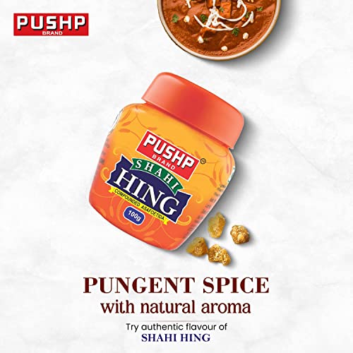 Pushp Brand Asafoetida Hing Jar (200G) - Strongest Compounded Pure Hing Powder