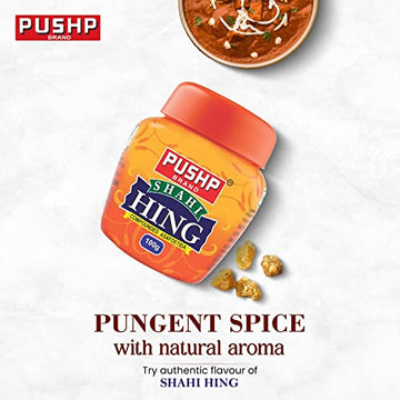 Pushp Brand Asafoetida Hing Jar (200G) - Strongest Compounded Pure Hing Powder