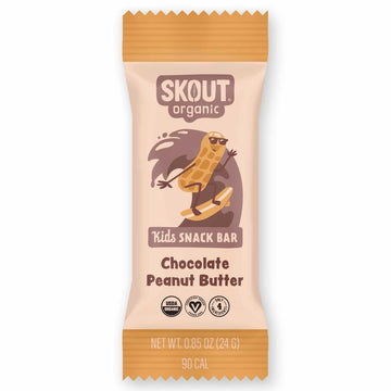 Skout Organic Chocolate Peanut Butter Kids Snack Bars (18 Pack) | Organic Kids Snack Bars | Plant-Based Nutrition, | Vegan | Glu