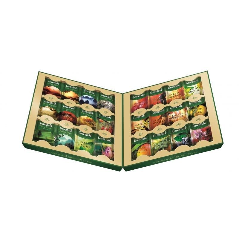 Greenfield Tea Collection, 24 Varieties In Bags, 96 Count - Gift Set Box
