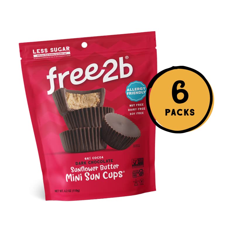 Free2B Sunflower Butter Mini Sun Cups, Safe For School And Allergy Friendly - Gluten-Free, Dairy-Free, Nut-Free, And Soy-Free -