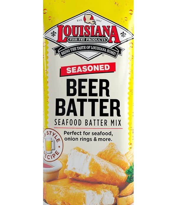 Louisiana Fish Fry Seasoned Beer Batter Mix, 25lb Bulk, Golden, Model 039156002699