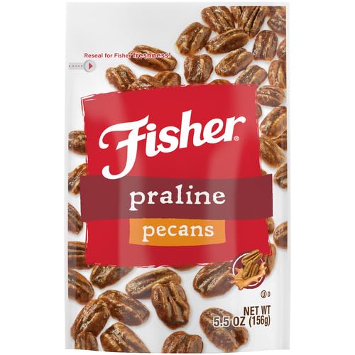 Fisher Snack Praline Pecans, 5.5 Ounces, Resealable Pouch, Made with Whole Mammoth Pecans (Pack of 2)