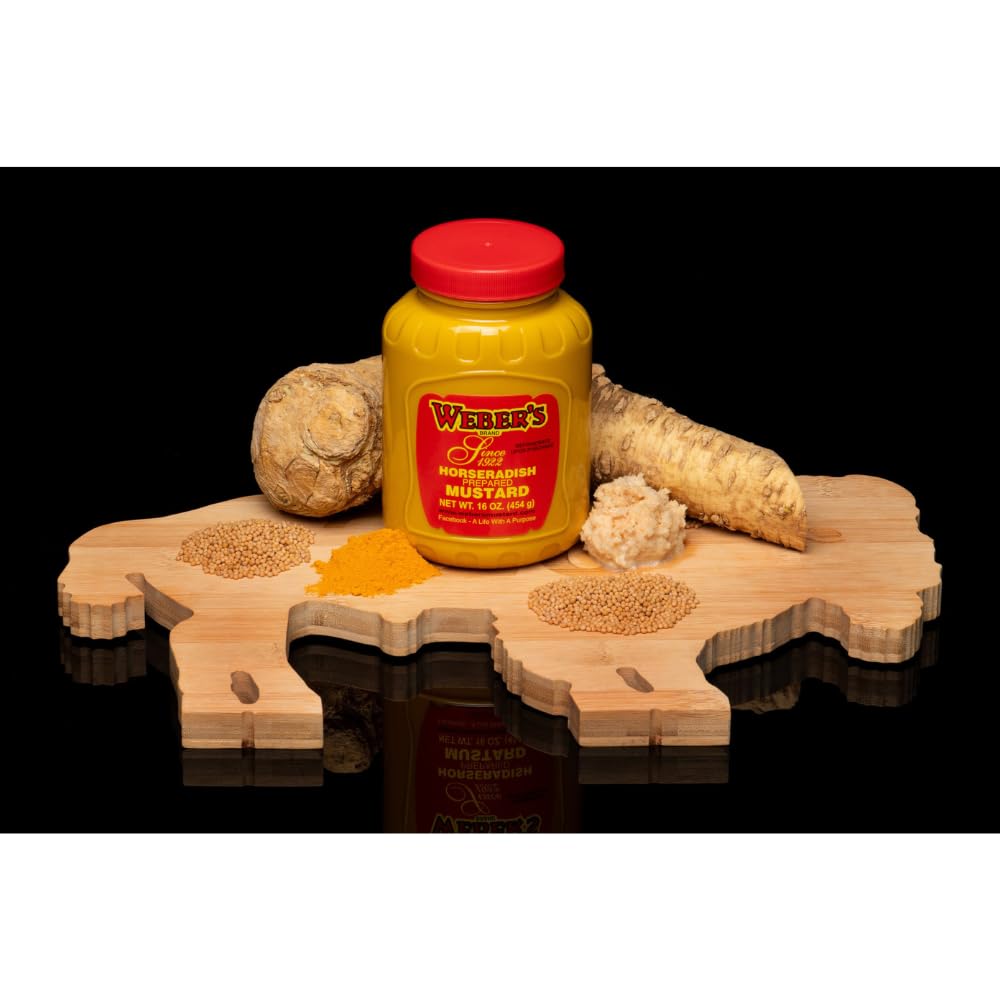 Weber's Original Horseradish Mustard, 16 oz - Buffalo's Own, Multi-Colored, Perfect for Sandwiches and BBQs