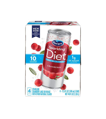 Ocean Spray Sparkling Diet Cranberry Juice Drink, 11.5 Fl Oz, 4 Cans, Pack of 24