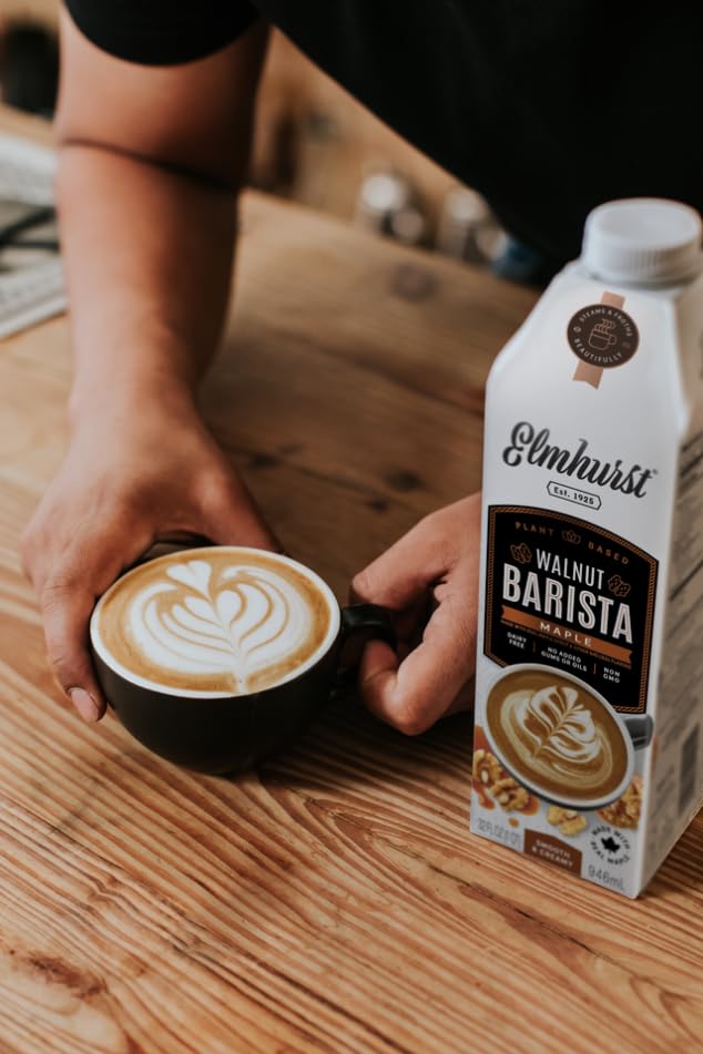 Elmhurst 1925 Maple Walnut Milk Barista Edition - 32 Ounce (Pack of 6) Plant-Based, Extra Creamy, Vegan, Dairy-Free, Non-GMO, Ko