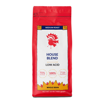 Puroast Low Acid Coffee Whole Bean | House Blend Whole Bean | Medium Roast | High Antioxidants & High Ph |No Bitter Aftertaste | Reduced Heartburn & Gerd | Suitable For Cold Brew - 2.2 Lb