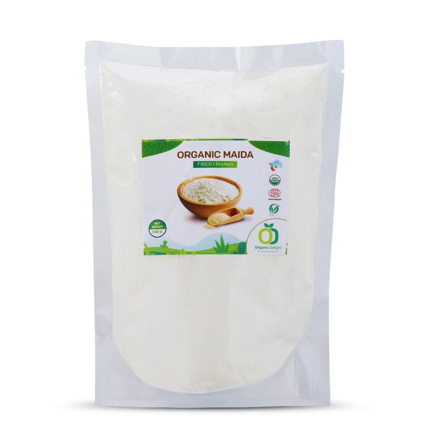 Organic Delight Maida/Natural Flour Maida Use For Baking & Cooking, Making Biscuits/Cakes/Bread, Usda Certified & Perfect In Tas