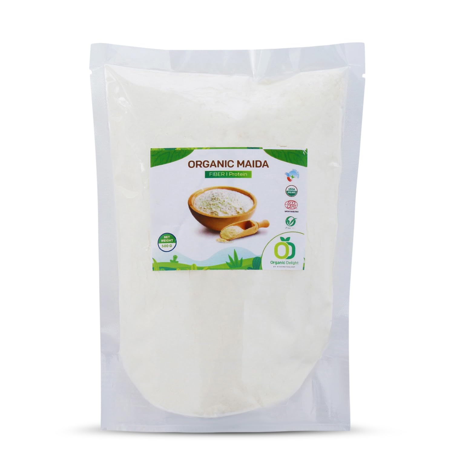 Organic Delight Maida/Natural Flour Maida Use For Baking & Cooking, Making Biscuits/Cakes/Bread, Usda Certified & Perfect In Tas