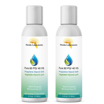 Florida Laboratories - 60/40 PG-VG Propylene Glycol & Vegetable Glycerin - 4oz (2 Pack) - Kosher 99.9% Pure Food Grade - Manufac