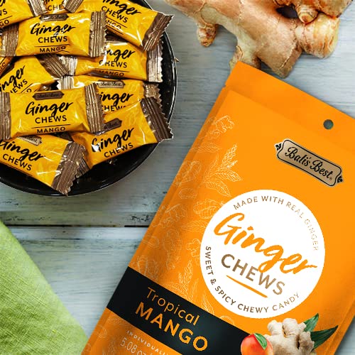 Bali's Best Ginger Chews - Tropical Mango, 3 Pack (15.24oz) - 100% Real Ginger Candies, Sweet & Spicy Snacks for Sharing