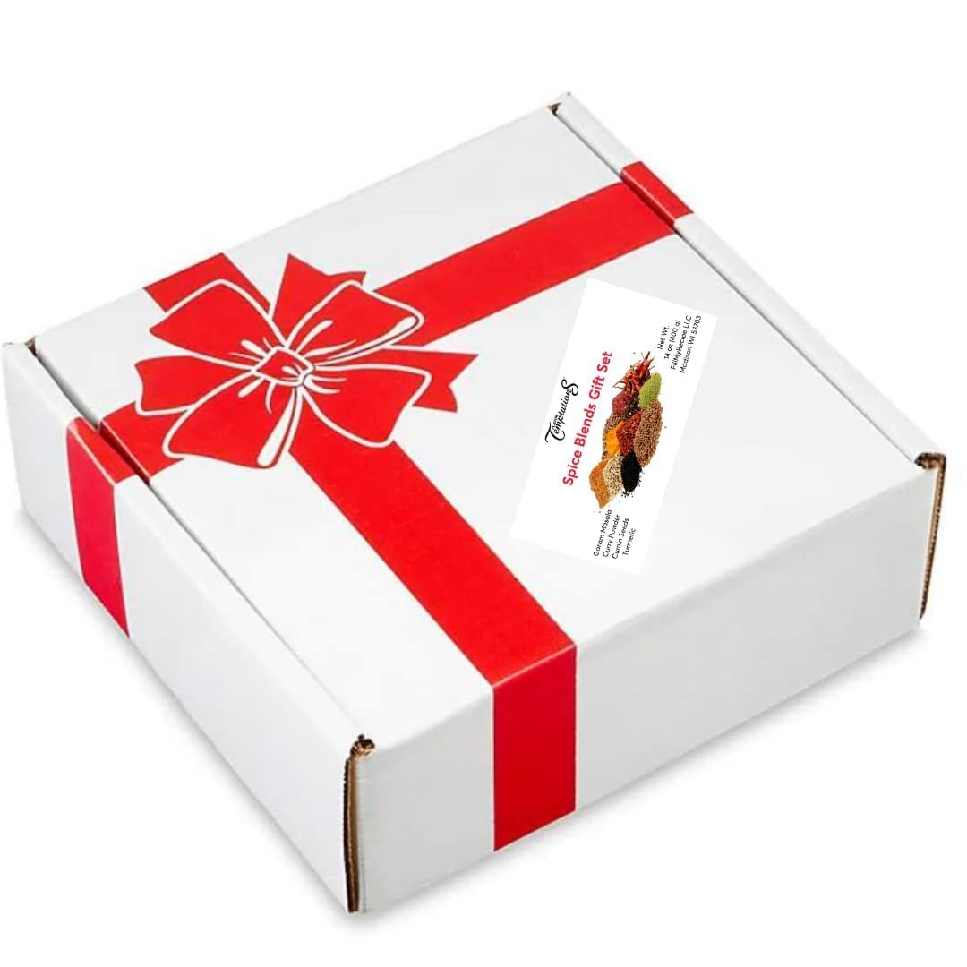 Artisanal Indian Spice Blends Gift Set By Flavor Temptations | Organic, Gluten-Free, Non-Gmo, Salt-Free | Garam Masala, Curry Po