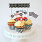 12Pcs Vintage Racing Checkered Flag Cupcake Toppers Racing Themed Birthday Party Or Baby Shower Cupcake Toppers, Buggy Party Dec