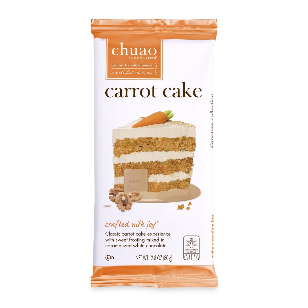 Chuao Chocolatier Carrot Cake White Chocolate Bars | Gourmet Caramel Chocolate Artisan European No Preservatives | For Gift Bask