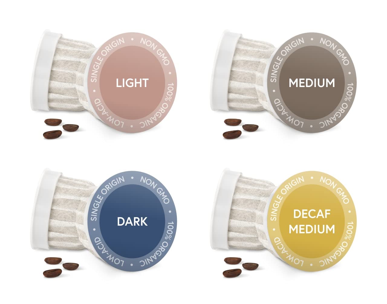 Fabula Organic Coffee Pods Sampler Pack - Low Acid, Non-GMO, Fair Trade - 24 Count, Compatible with Keurig K Cup 1.0 & 2.0