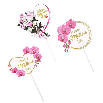 15 pcs Happy Mother's Day Cake Topper Mom Letter Cake topper Pink, Decorative Party Cake Decoration for Mother's Day