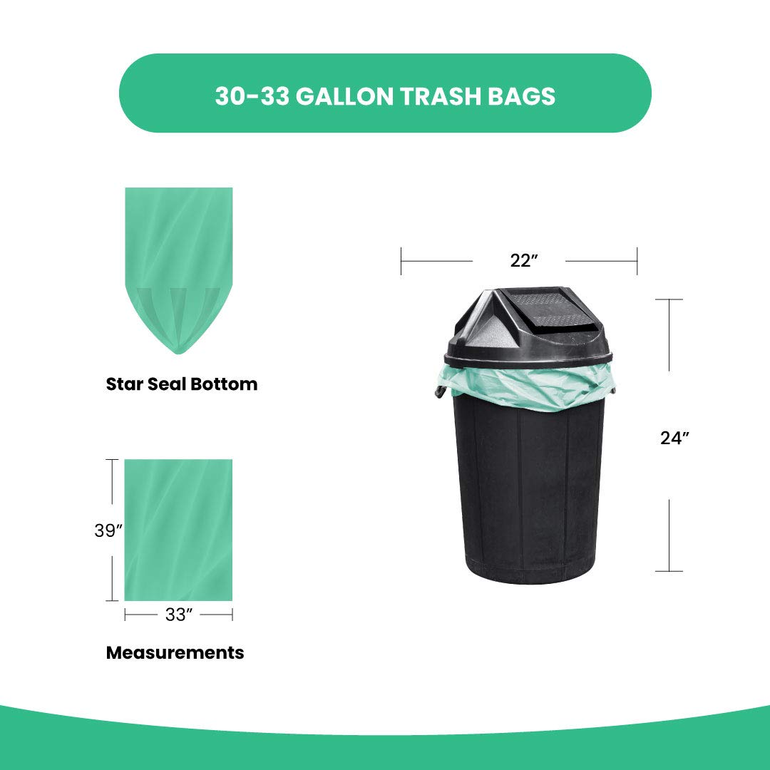 Reli. Compostable 33 Gallon Trash Bags | 40 Count | Astm D6400 | Green | Eco-Friendly | For Compost