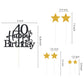 Pargleev Glittery 40th Birthday Cake Topper, Personalised Party Decoration, Black Gold, Paper