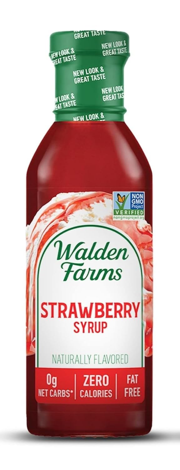 Walden Farms Strawberry Syrup – Perfect for Desserts, Smoothies, Breakfast – Zero Calorie, Sugar-Free, Low Carb, Keto-Friendly, Gluten-Free, Vegan, 12 oz Bottle